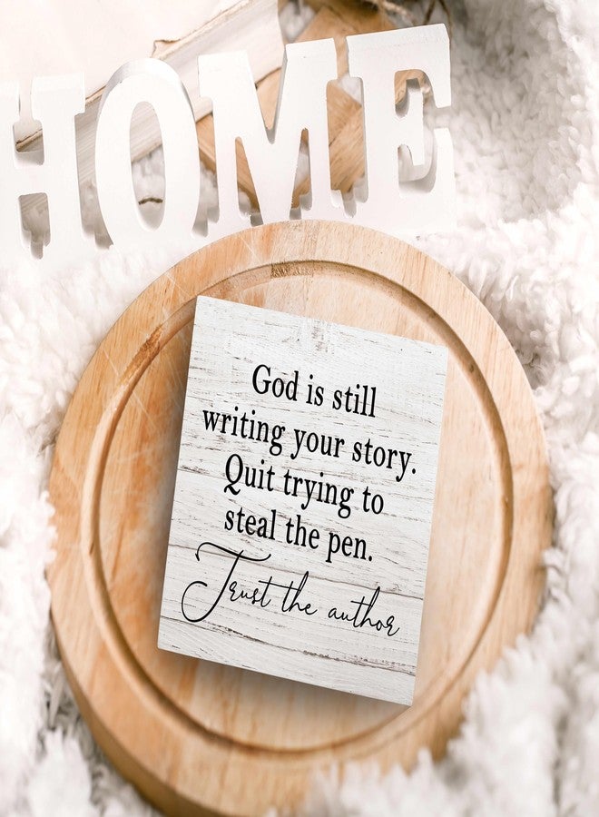 SRADMO God Is Still Writing Your Story, Prayer Room Decor, Christian Bible Verse Decor Wooden Box Sign For Home Office, Inspirational Signs Shelf Table Decorations - Image 4